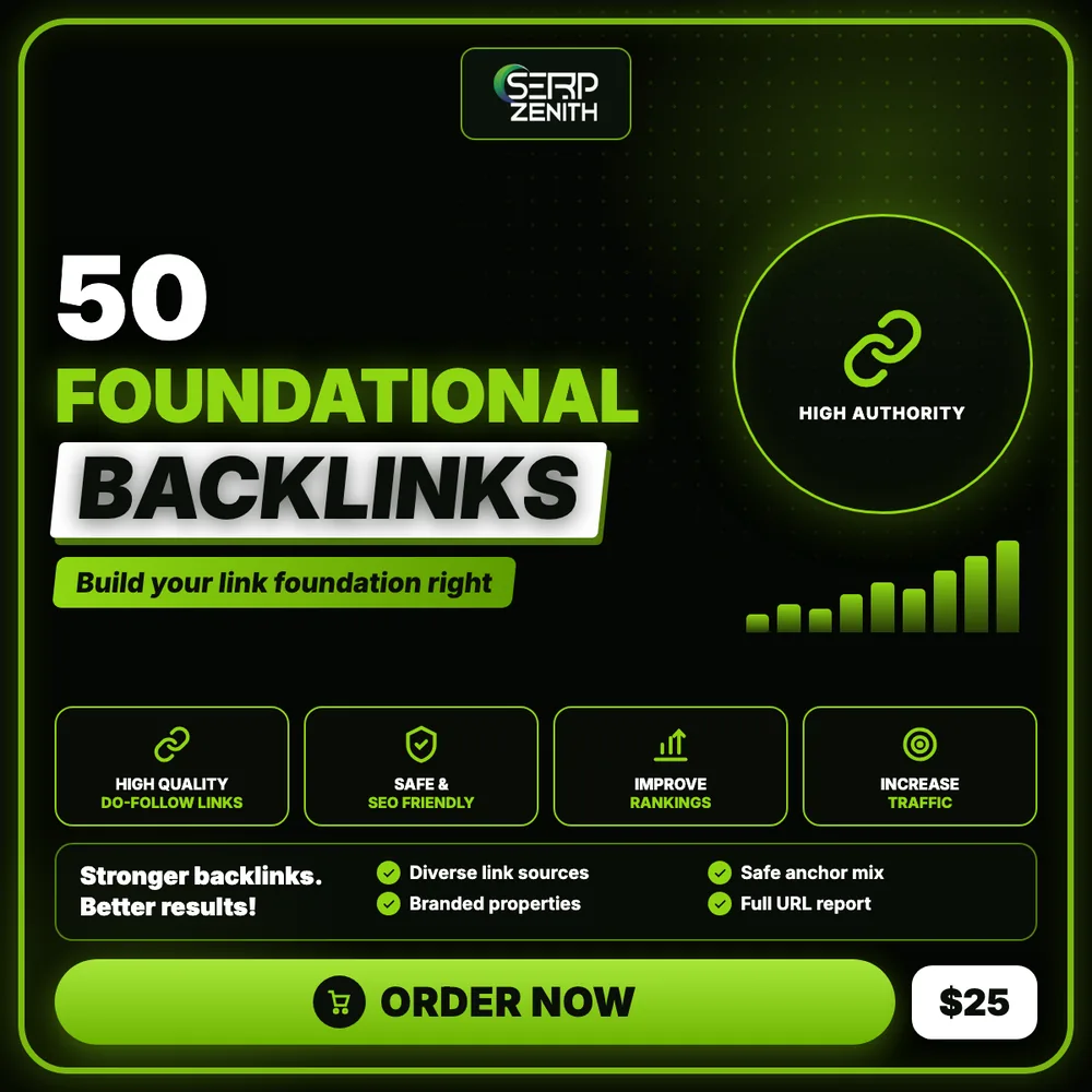 50 Foundational Backlinks — SerpZenith high authority backlink building service