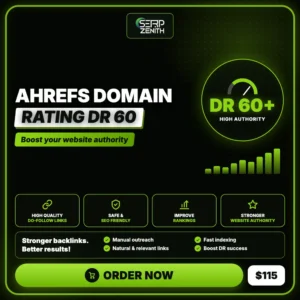 Ahrefs Domain Rating DR 60 — SerpZenith high authority backlink building service