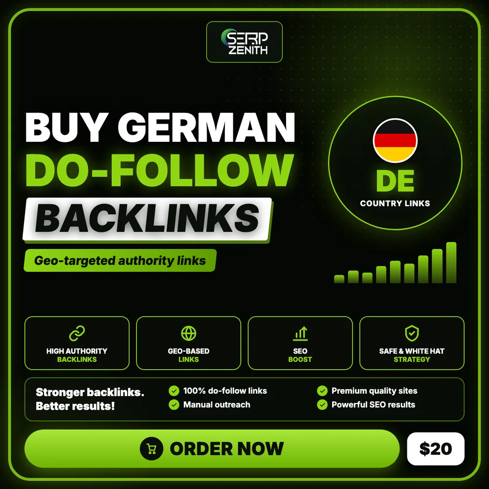 Buy German Do Follow Backlinks — SerpZenith geo-targeted do-follow backlinks service