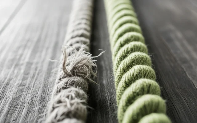 Two ropes side by side, one frayed and one sturdy, representing cheap versus quality backlinks