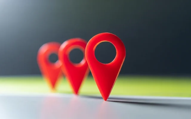 Three map pin markers in a row, representing ranking in the Google Map Pack