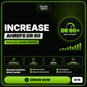 Increase Ahrefs DR 60 — SerpZenith high authority backlink building service